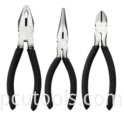 3PCS Head Polished Carbon Steel Dipped Handle Hardware Combination Plier Tools